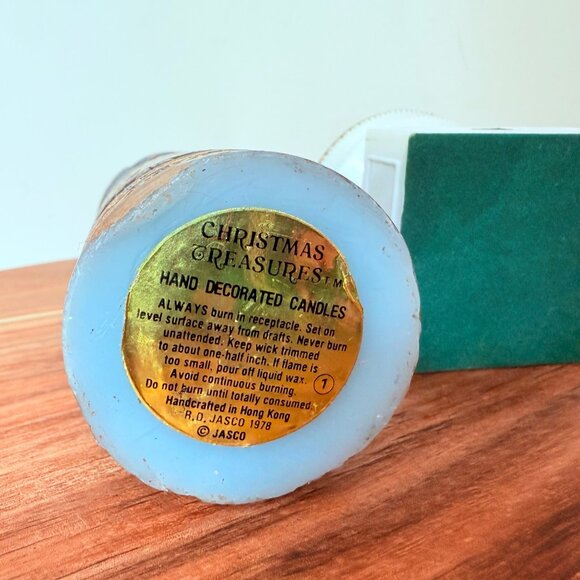 Religious Christmas Jasco Candle on Stand Vintage 1978 Holy Night Hand Decorated - Picture 16 of 16